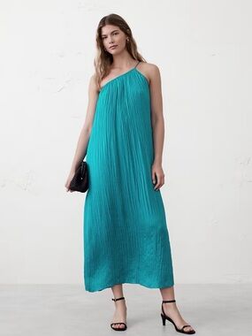 Banana Republic One-Shoulder Pleated Maxi Dress